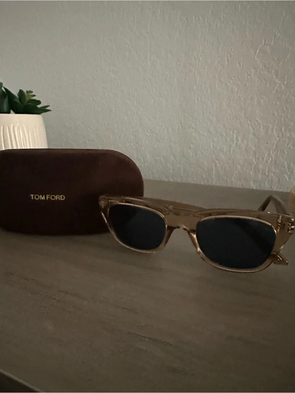 Tom Ford Transparent Brown Frame Sunglasses with blue Lenses authentic
